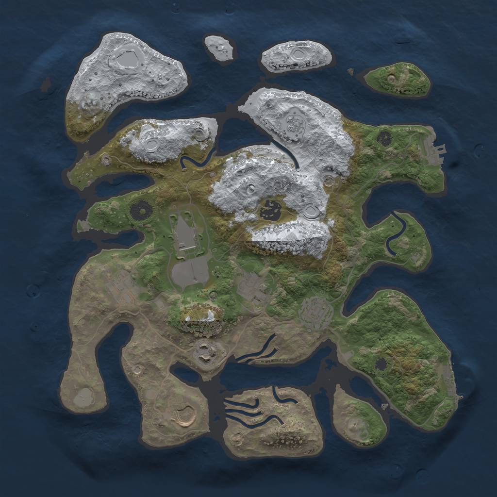 Rust Map: Procedural Map, Size: 3500, Seed: 1909076, 16 Monuments