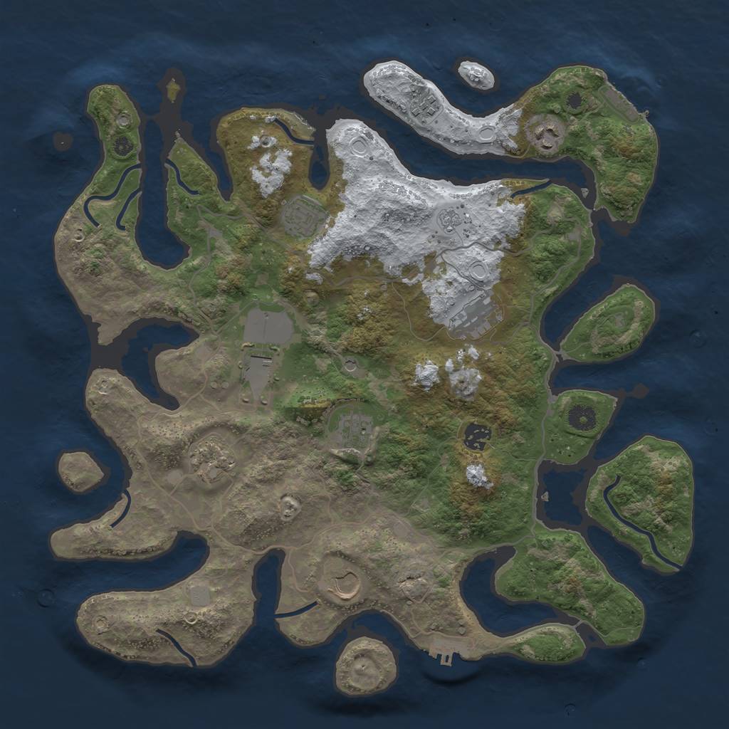 Rust Map: Procedural Map, Size: 4000, Seed: 8542, 18 Monuments