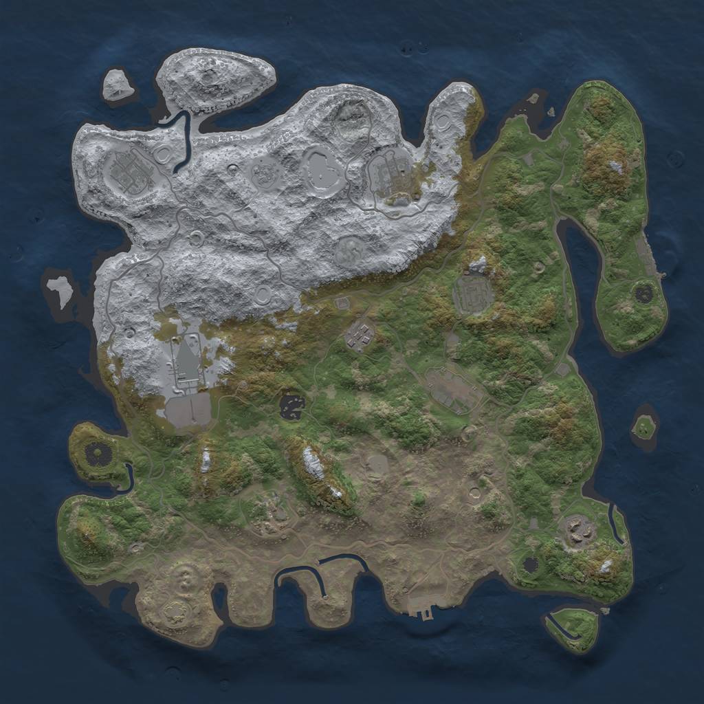 Rust Map: Procedural Map, Size: 4000, Seed: 1073538908, 17 Monuments