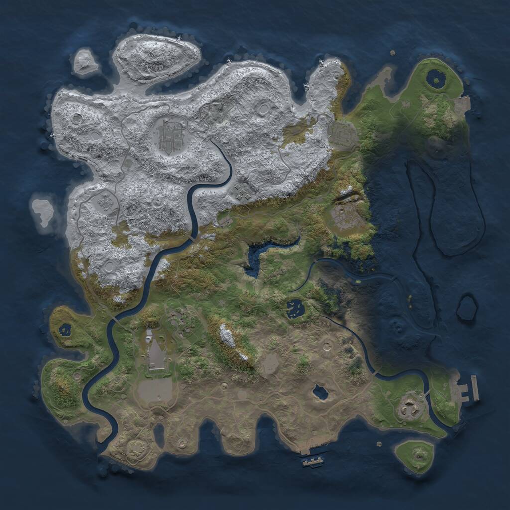 Rust Map: Procedural Map, Size: 4000, Seed: 1073538908, 14 Monuments