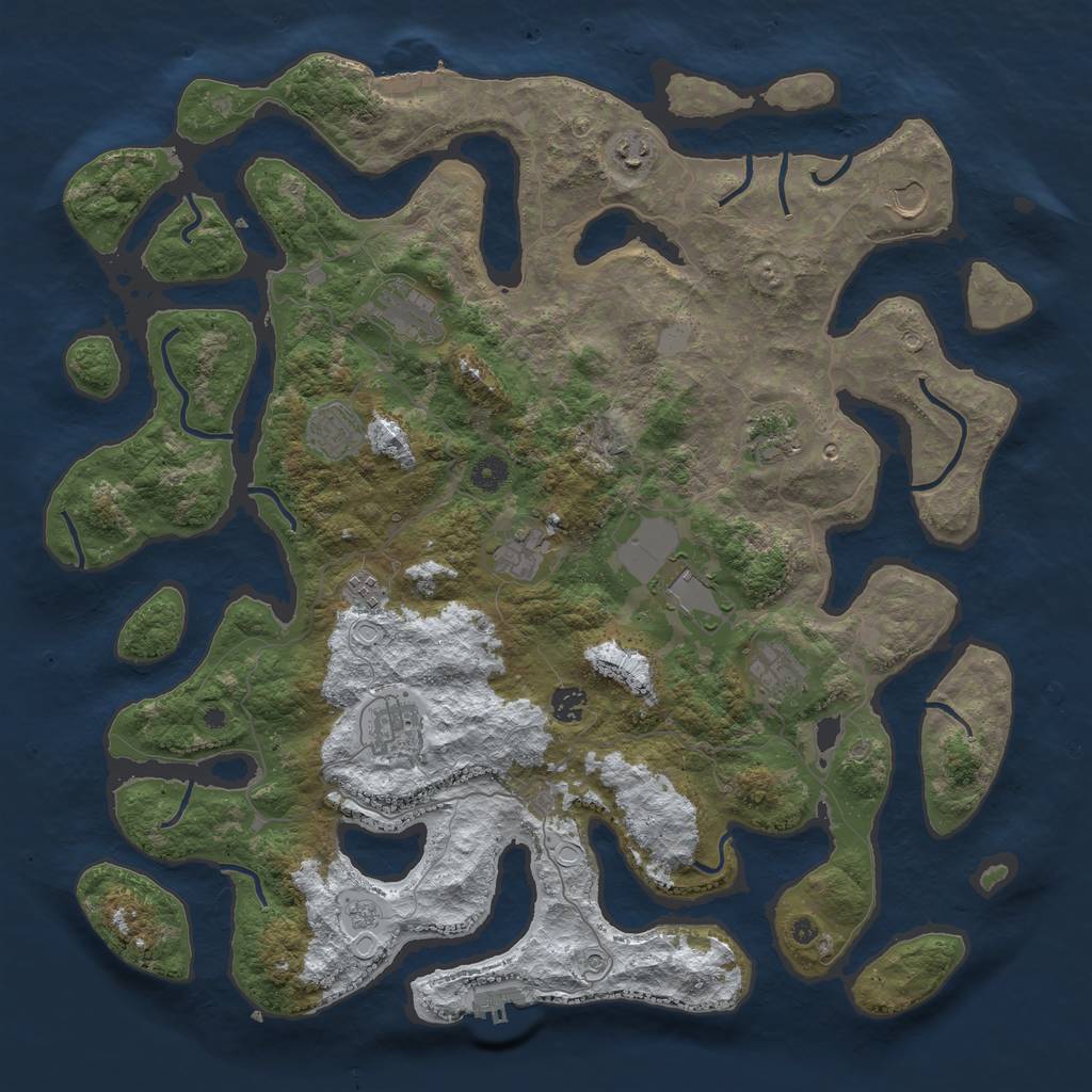 Rust Map: Procedural Map, Size: 4500, Seed: 3820744, 20 Monuments