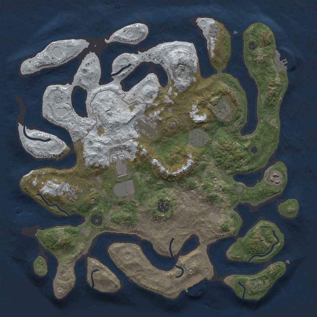 Rust Map: Procedural Map, Size: 4000, Seed: 34311, 17 Monuments