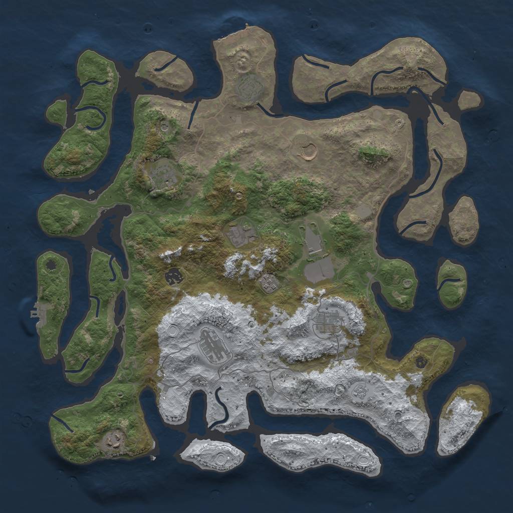 Rust Map: Procedural Map, Size: 4500, Seed: 1176378, 19 Monuments