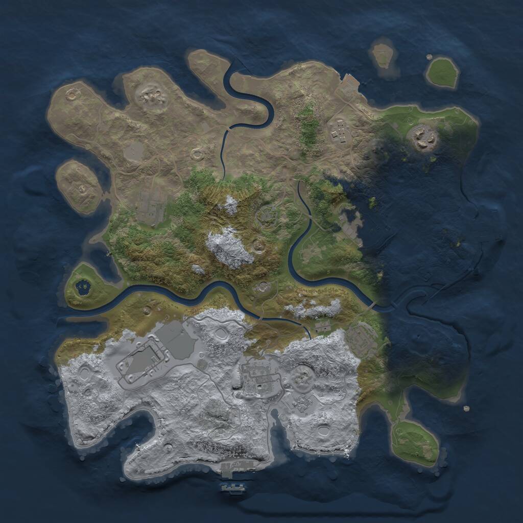 Rust Map: Procedural Map, Size: 3500, Seed: 2007953766, 13 Monuments