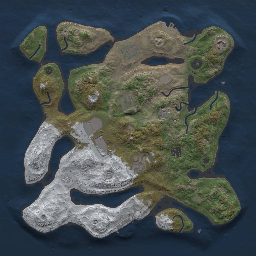 Rust Map: Procedural Map, Size: 3500, Seed: 2505126, 16 Monuments