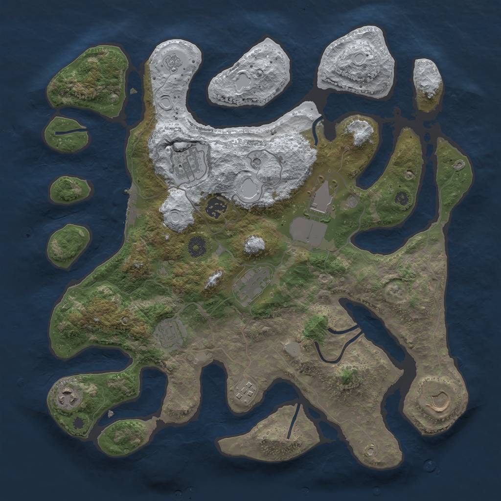 Rust Map: Procedural Map, Size: 3750, Seed: 6342187, 16 Monuments