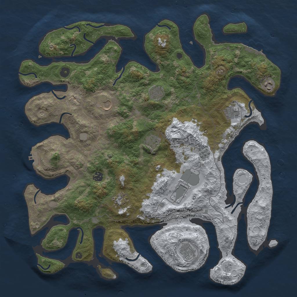 Rust Map: Procedural Map, Size: 4500, Seed: 4276469, 19 Monuments