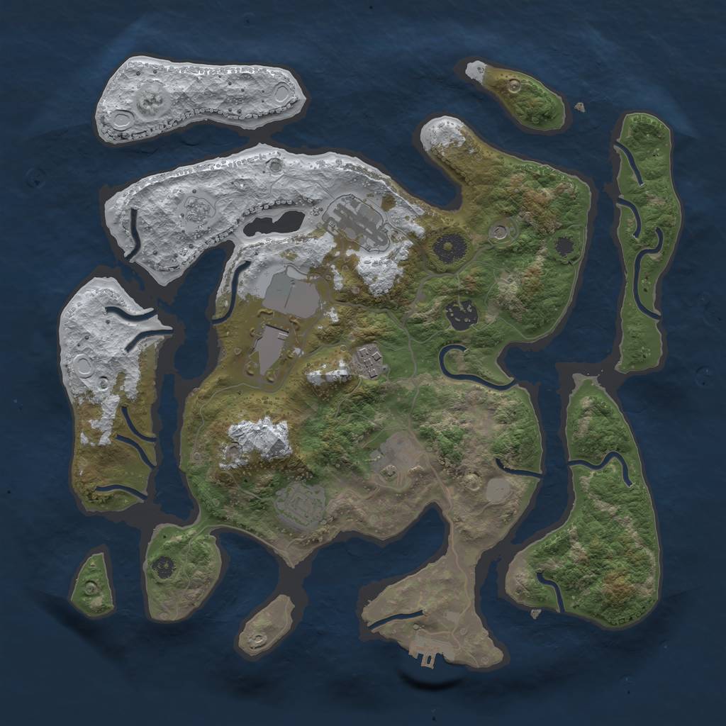 Rust Map: Procedural Map, Size: 3500, Seed: 1143698, 14 Monuments