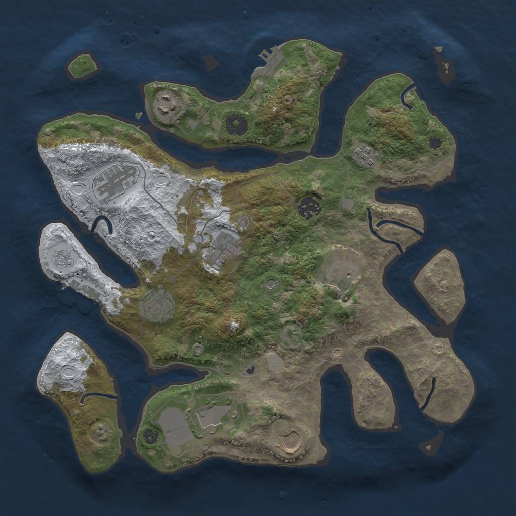 Rust Map: Procedural Map, Size: 3500, Seed: 441372, 18 Monuments