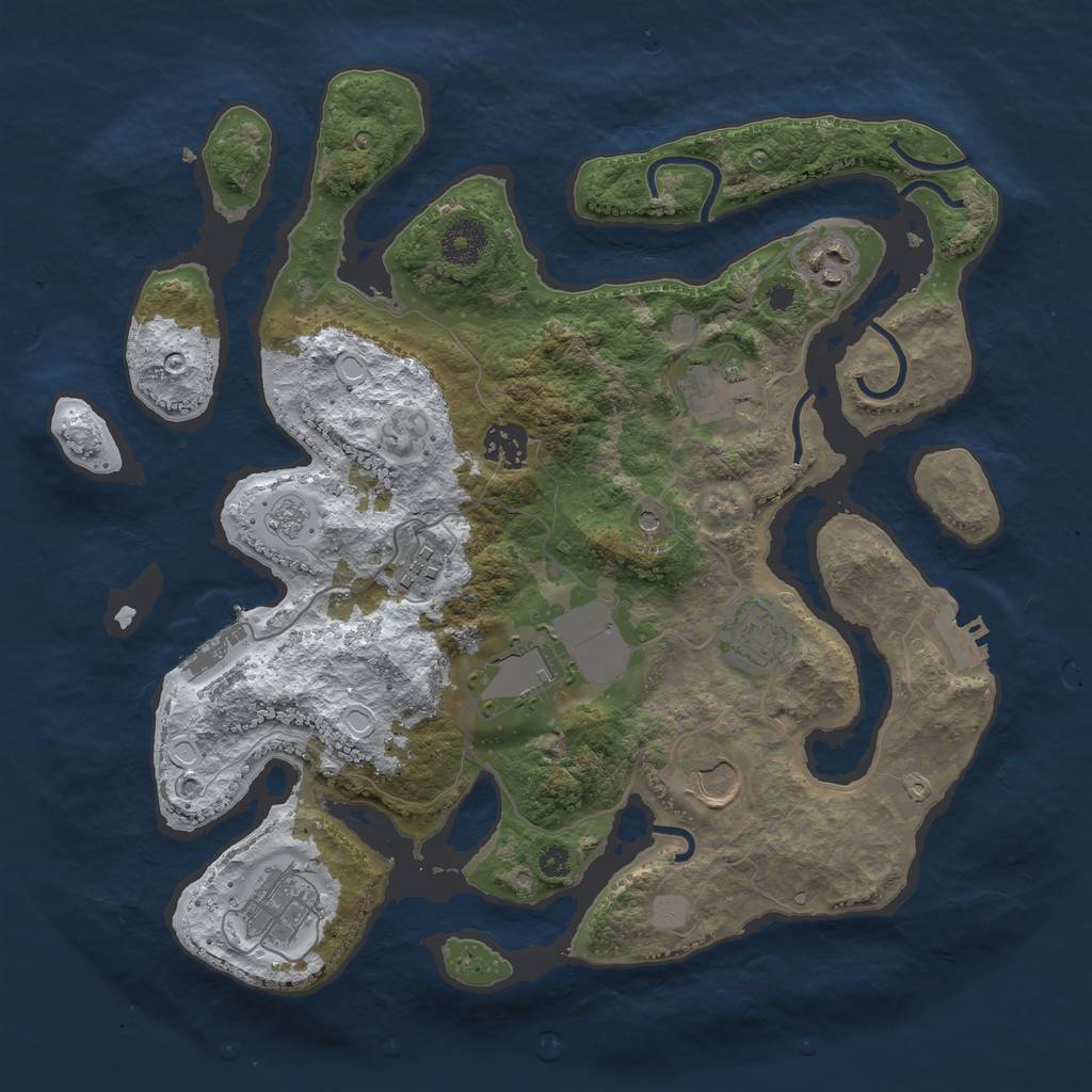 Rust Map: Procedural Map, Size: 3500, Seed: 898530, 17 Monuments