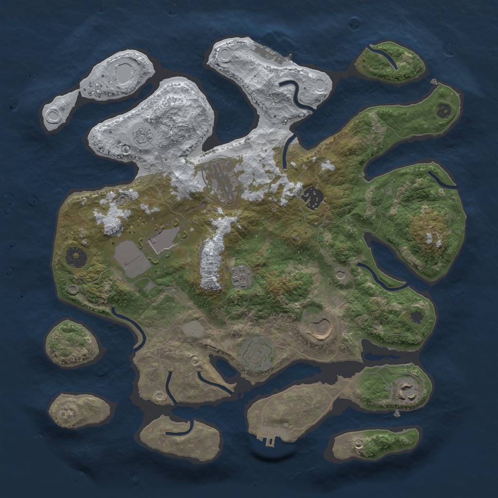 Rust Map: Procedural Map, Size: 3500, Seed: 6120536, 16 Monuments