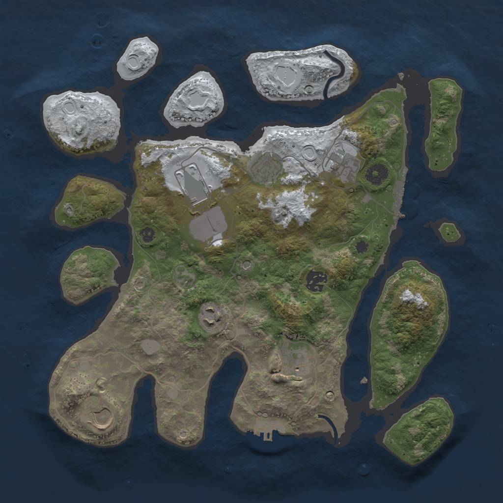 Rust Map: Procedural Map, Size: 3500, Seed: 1907810666, 15 Monuments