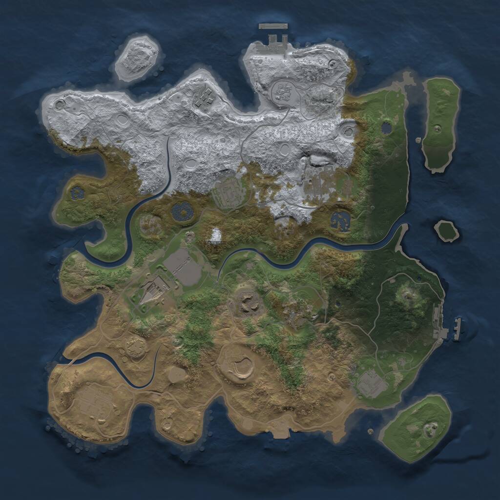 Rust Map: Procedural Map, Size: 3500, Seed: 1907810666, 15 Monuments