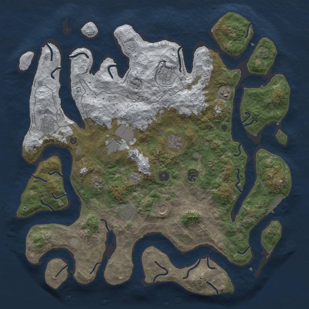 Rust Map: Procedural Map, Size: 4500, Seed: 2654607, 18 Monuments