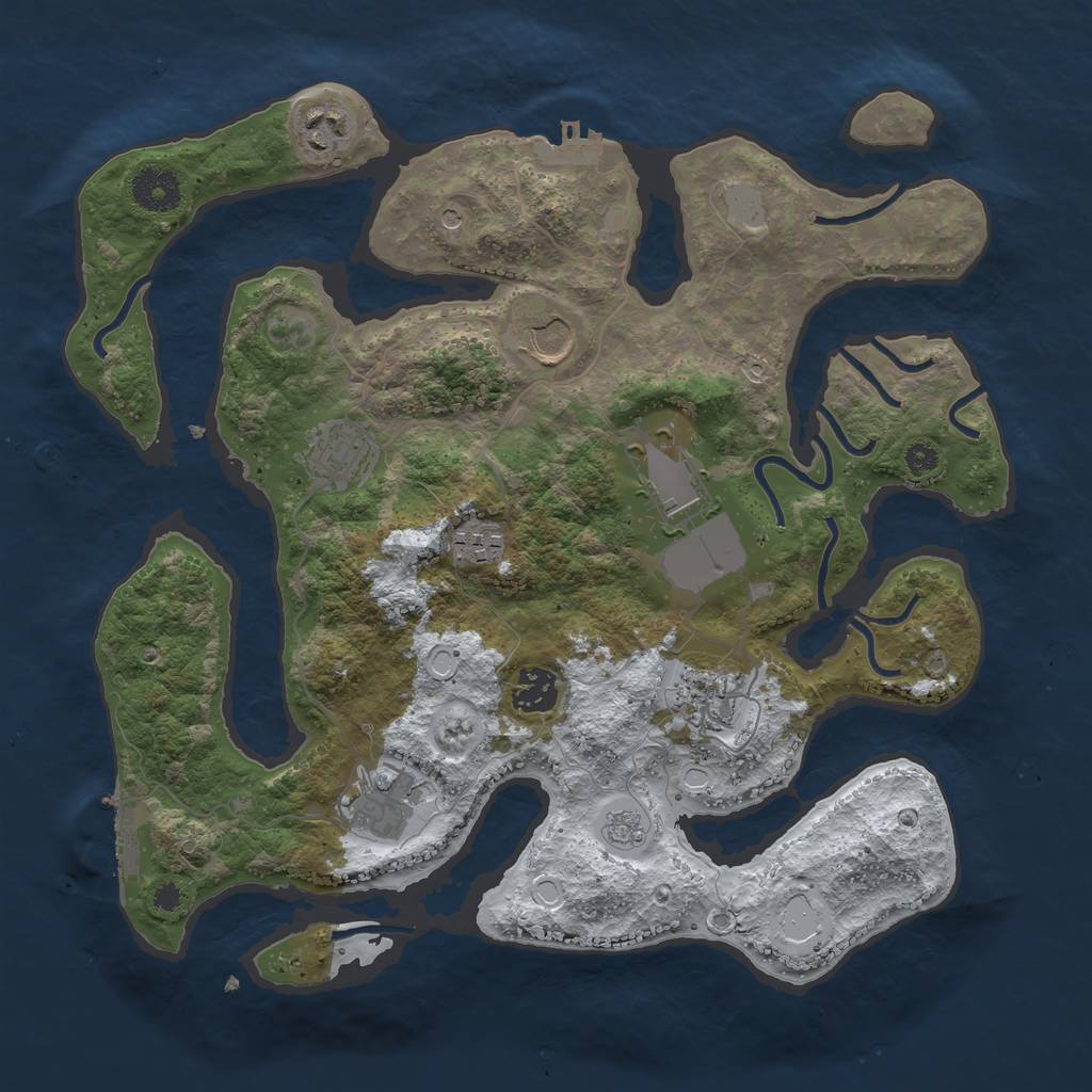 Rust Map: Procedural Map, Size: 3500, Seed: 4694022, 17 Monuments