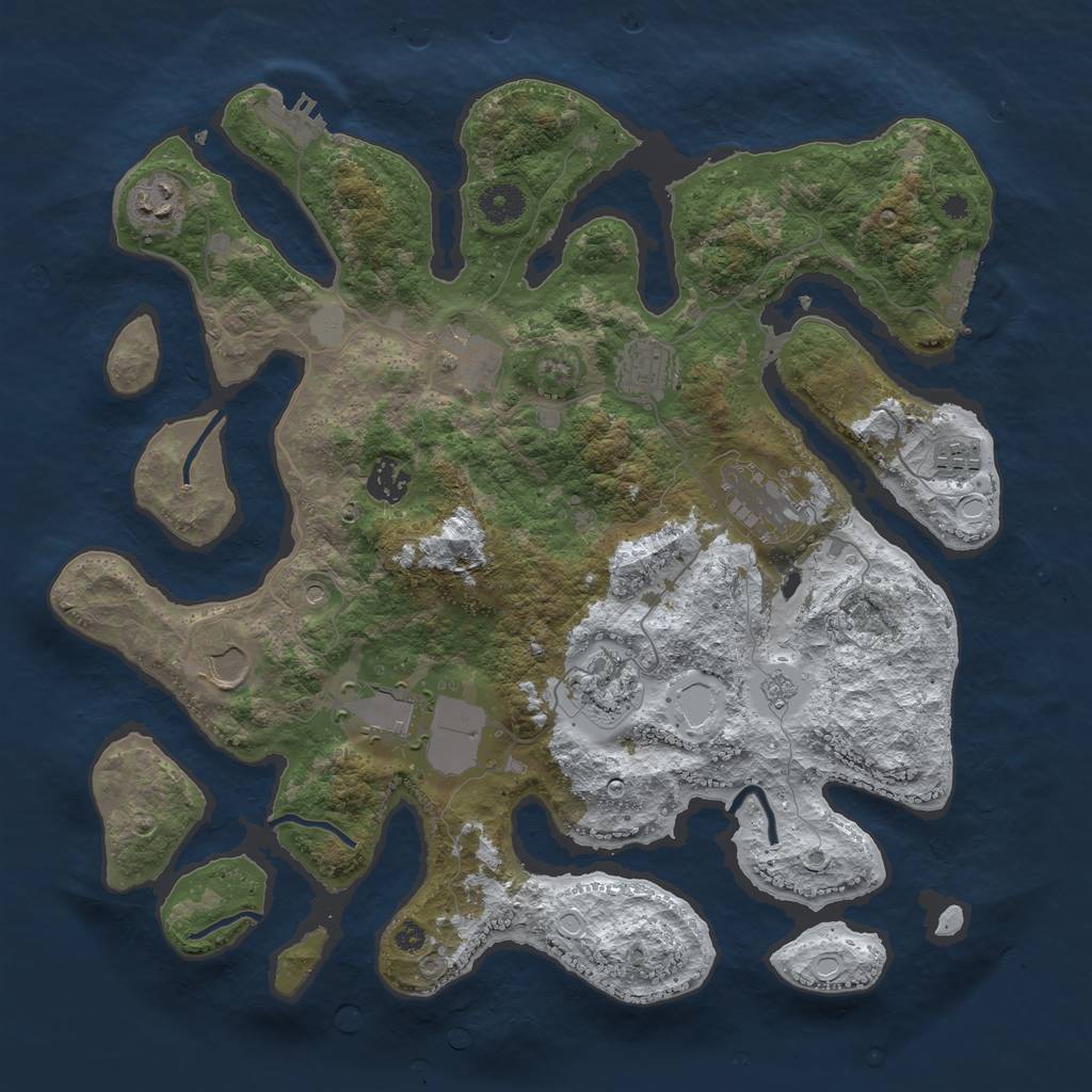 Rust Map: Procedural Map, Size: 3800, Seed: 910394567, 18 Monuments