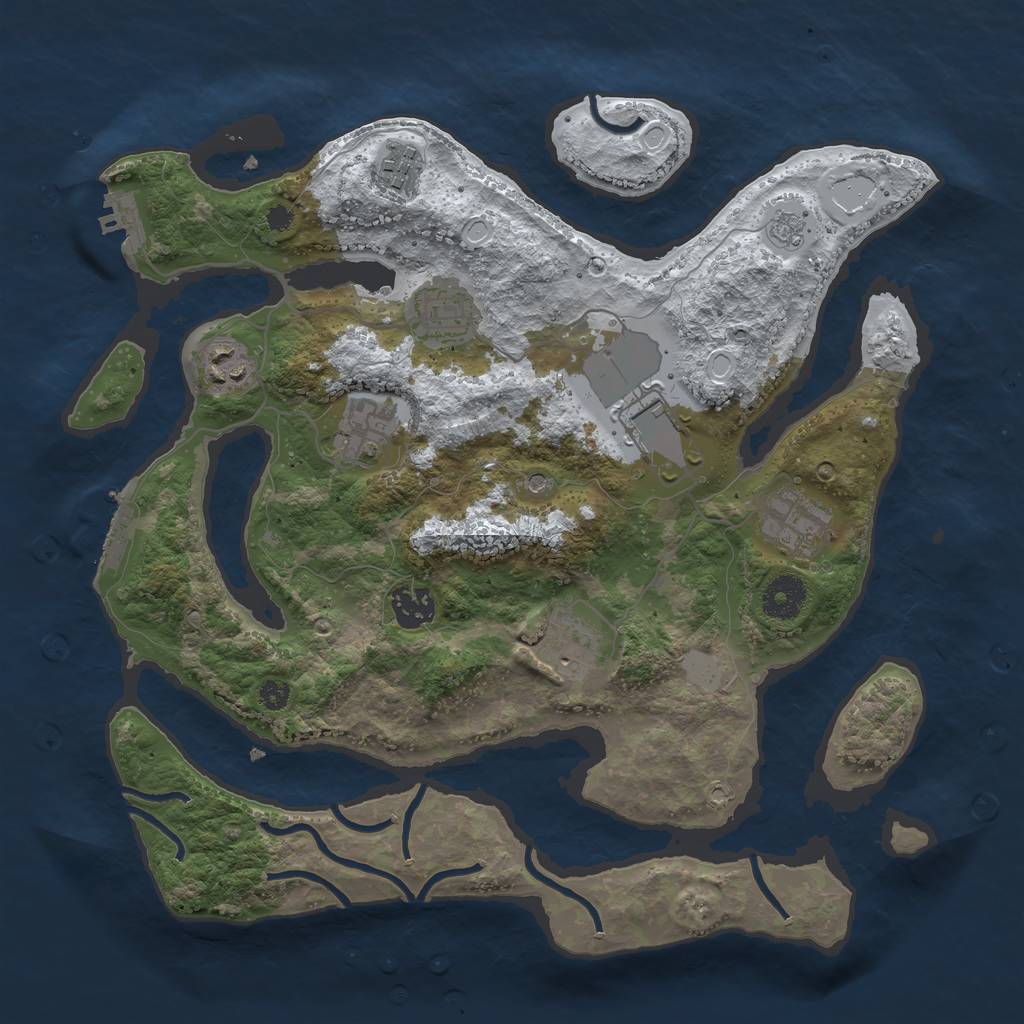 Rust Map: Procedural Map, Size: 3500, Seed: 5215831, 17 Monuments