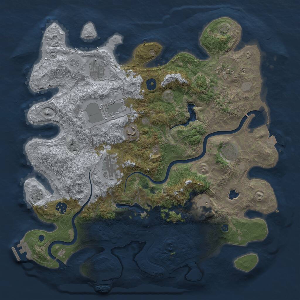 Rust Map: Procedural Map, Size: 4000, Seed: 12, 15 Monuments