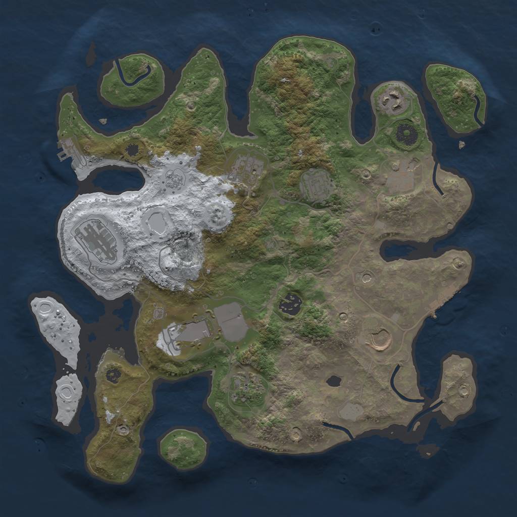 Rust Map: Procedural Map, Size: 3550, Seed: 520540, 18 Monuments