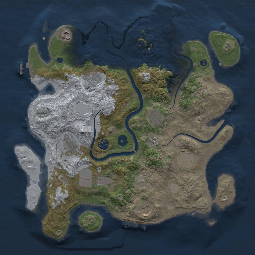 Rust Map: Procedural Map, Size: 3550, Seed: 520540, 14 Monuments