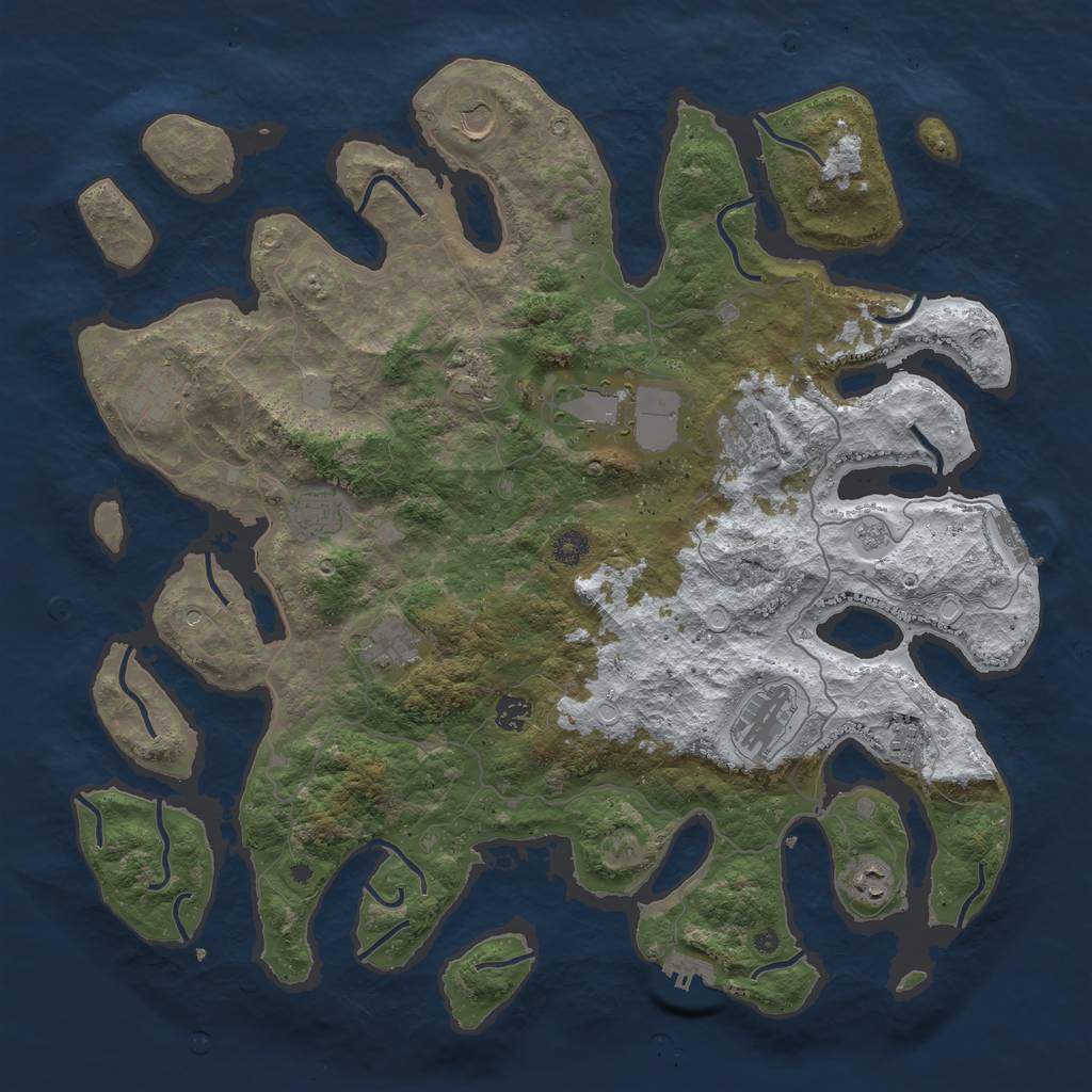 Rust Map: Procedural Map, Size: 4500, Seed: 597704, 20 Monuments