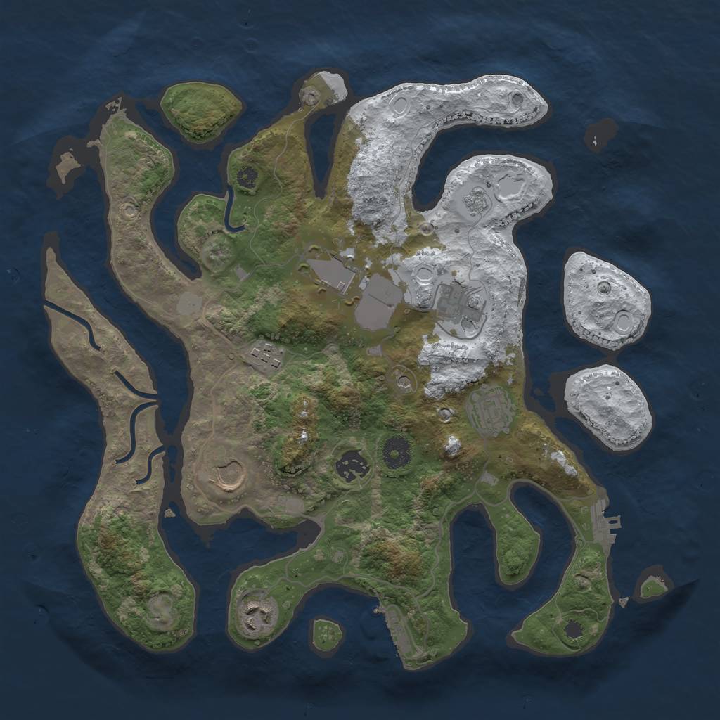 Rust Map: Procedural Map, Size: 3500, Seed: 3831030, 16 Monuments