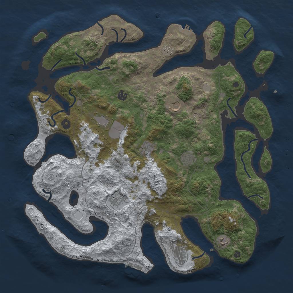 Rust Map: Procedural Map, Size: 4500, Seed: 101, 18 Monuments