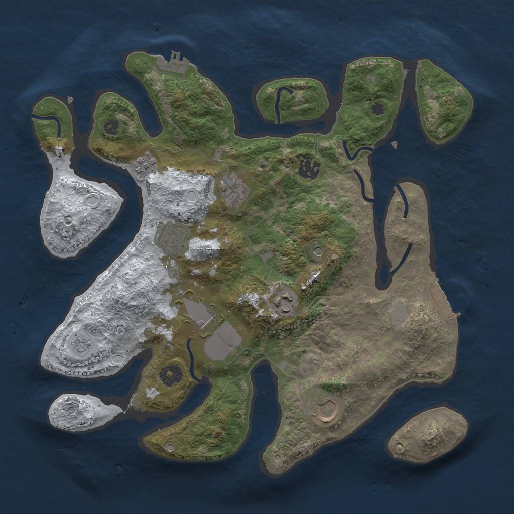 Rust Map: Procedural Map, Size: 3500, Seed: 2850714, 16 Monuments