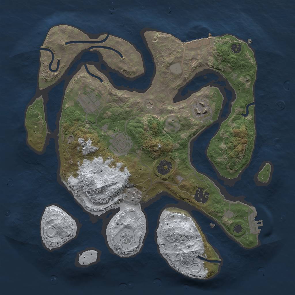 Rust Map: Procedural Map, Size: 3000, Seed: 46671, 14 Monuments