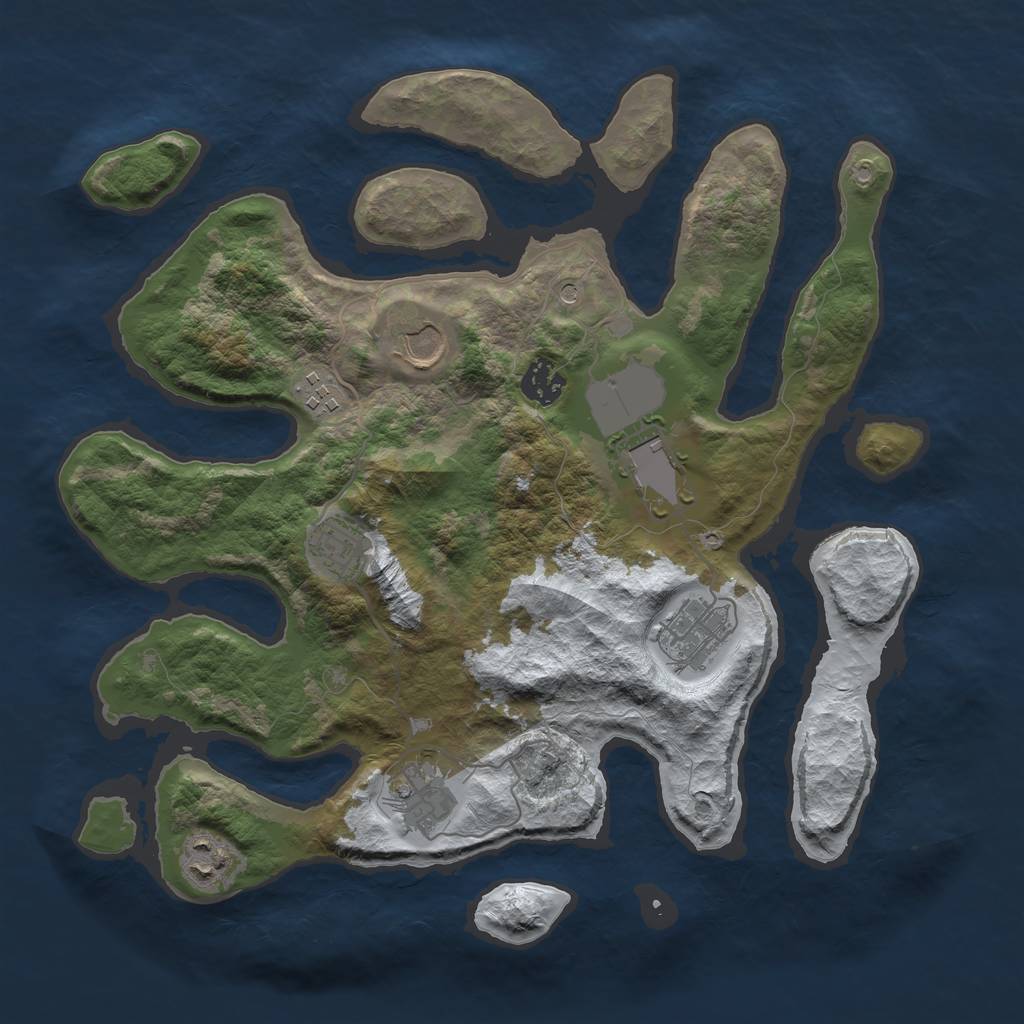 Rust Map: Barren, Size: 3500, Seed: 1586200, 11 Monuments