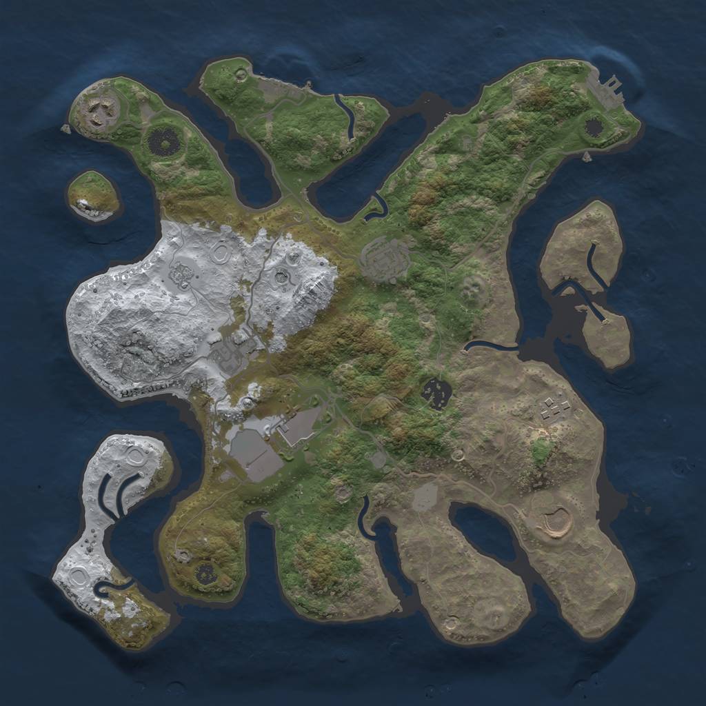 Rust Map: Procedural Map, Size: 3500, Seed: 4689123, 16 Monuments