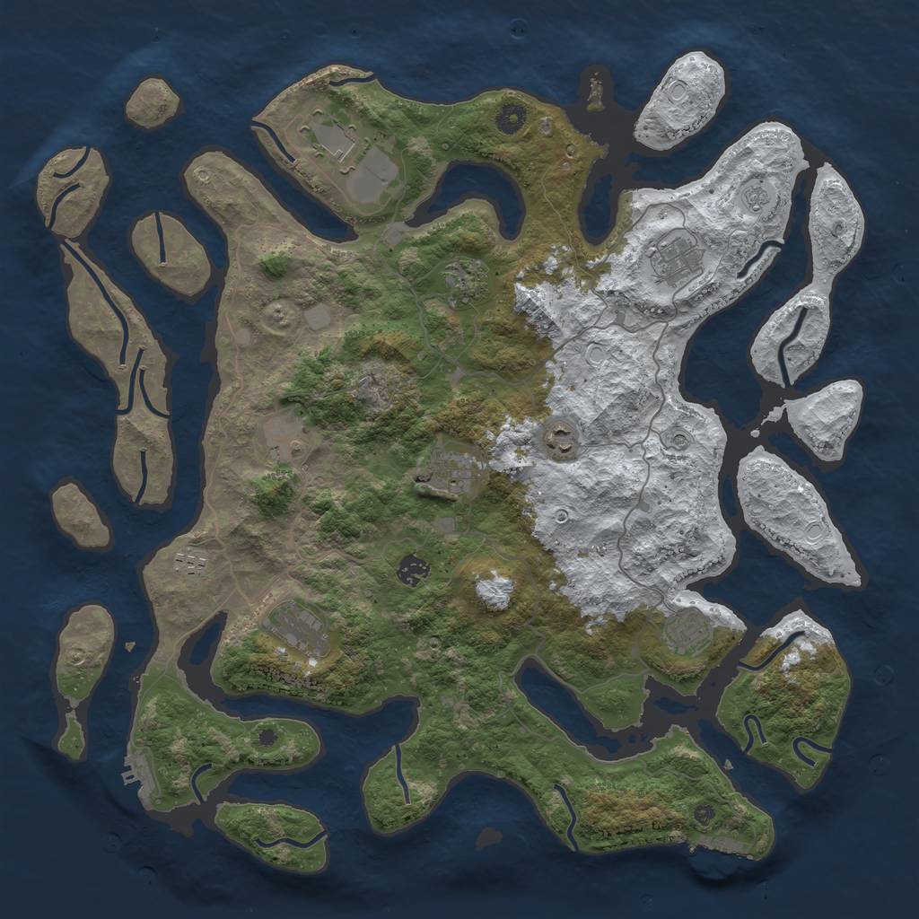 Rust Map: Procedural Map, Size: 4500, Seed: 4631205, 19 Monuments