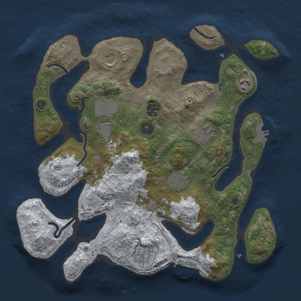 Rust Map: Procedural Map, Size: 3500, Seed: 2951452, 17 Monuments