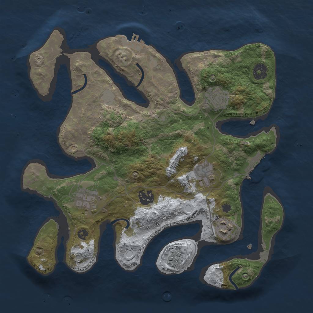 Rust Map: Procedural Map, Size: 3000, Seed: 1619041532, 13 Monuments