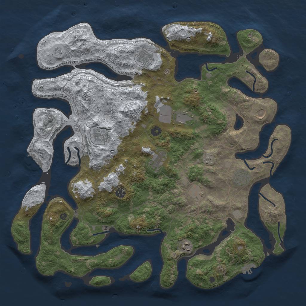 Rust Map: Procedural Map, Size: 4500, Seed: 190625610, 19 Monuments