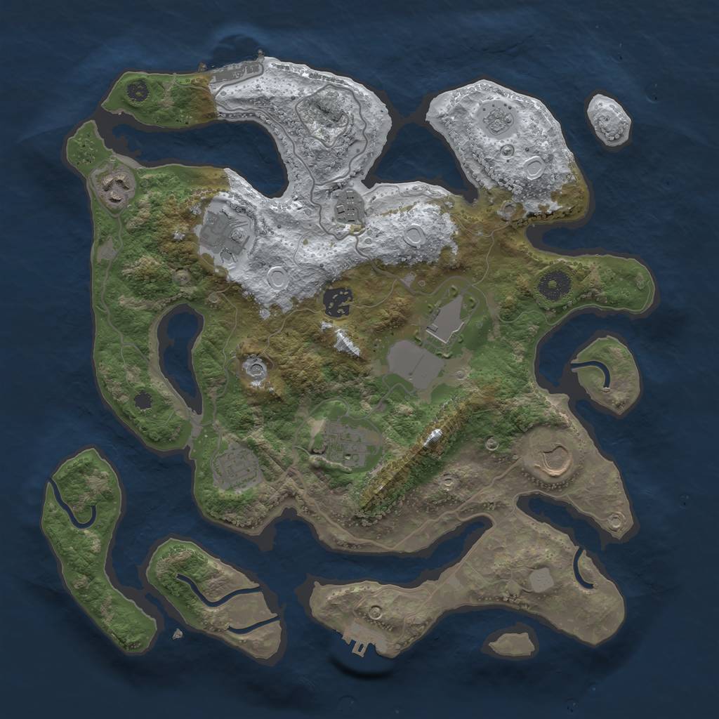 Rust Map: Procedural Map, Size: 3500, Seed: 1391235, 17 Monuments