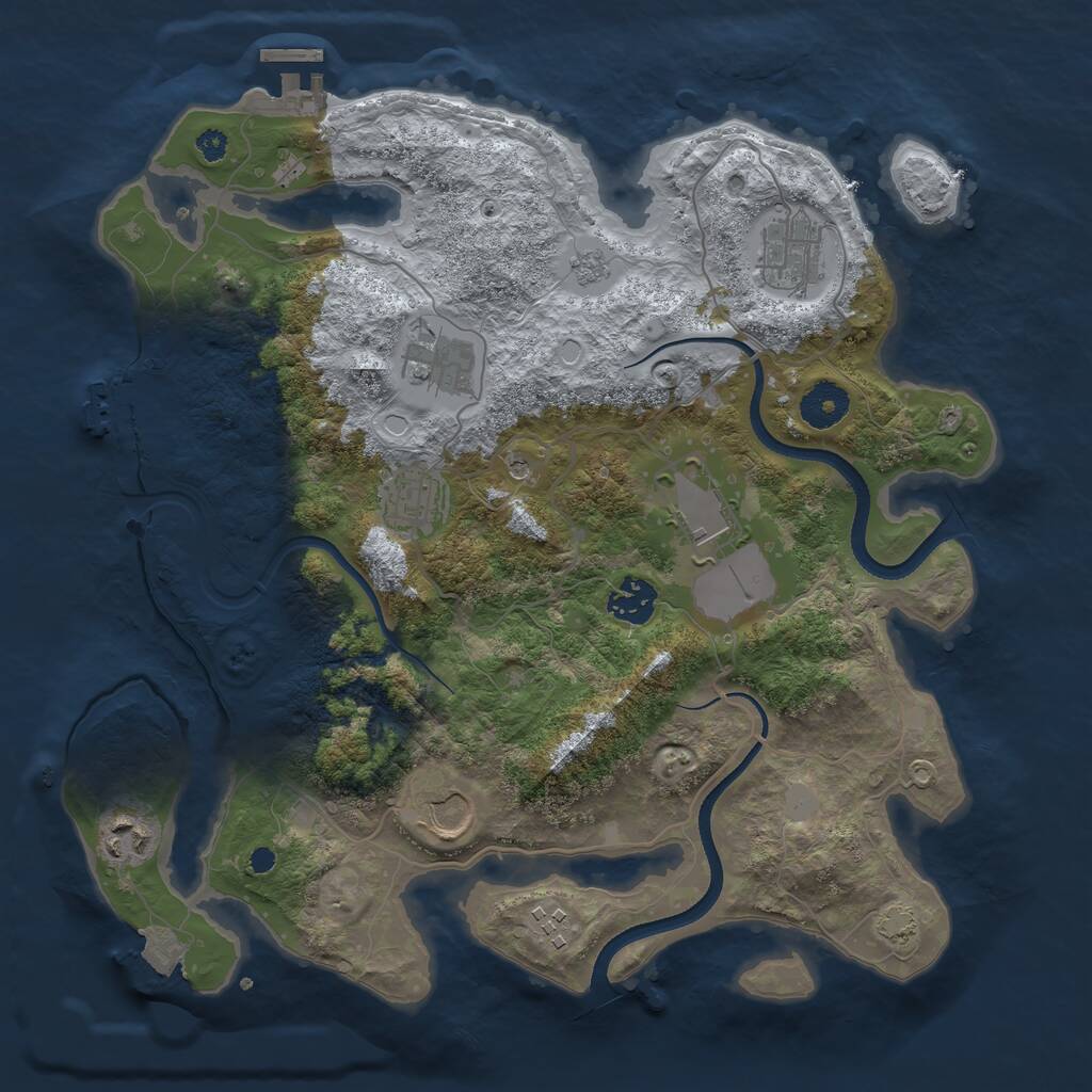 Rust Map: Procedural Map, Size: 3500, Seed: 1391235, 14 Monuments