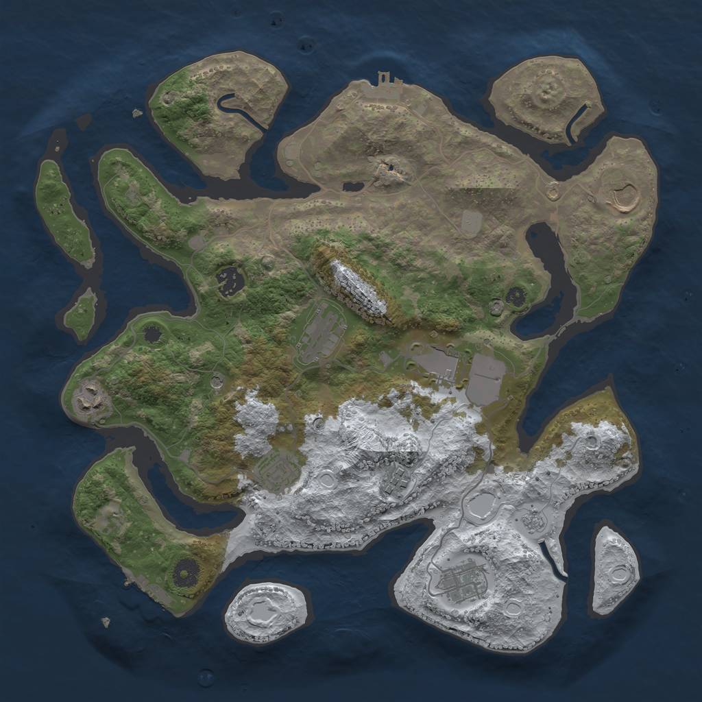 Rust Map: Procedural Map, Size: 3700, Seed: 2088326902, 17 Monuments