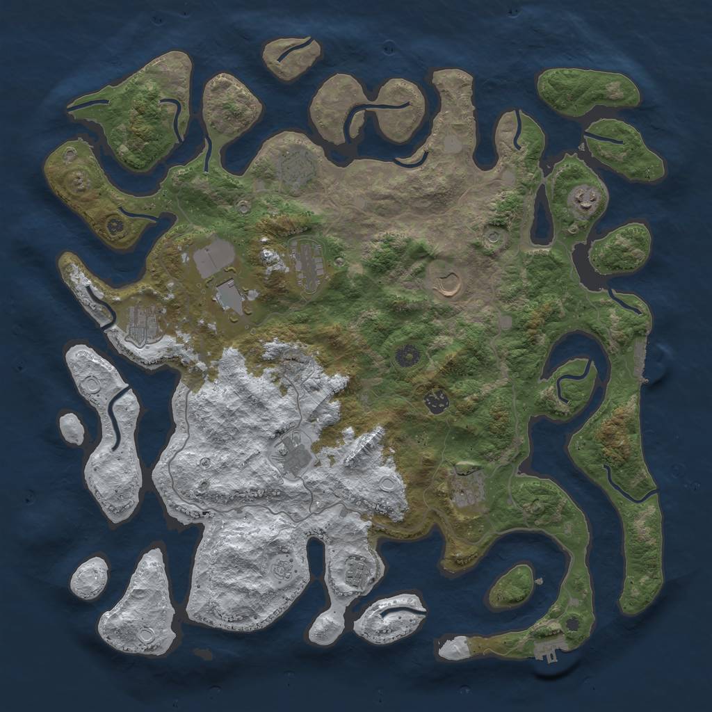 Rust Map: Procedural Map, Size: 4500, Seed: 6152589, 19 Monuments
