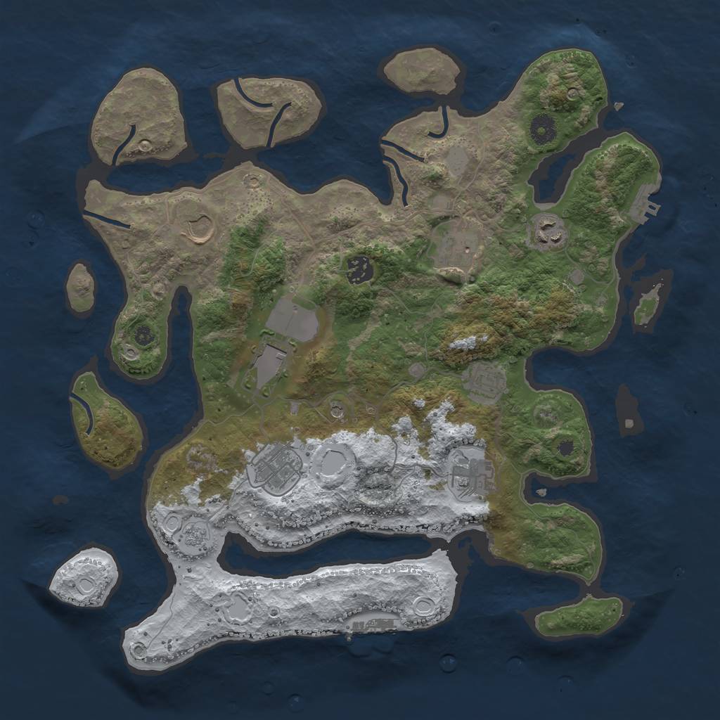 Rust Map: Procedural Map, Size: 3800, Seed: 1837077324, 17 Monuments