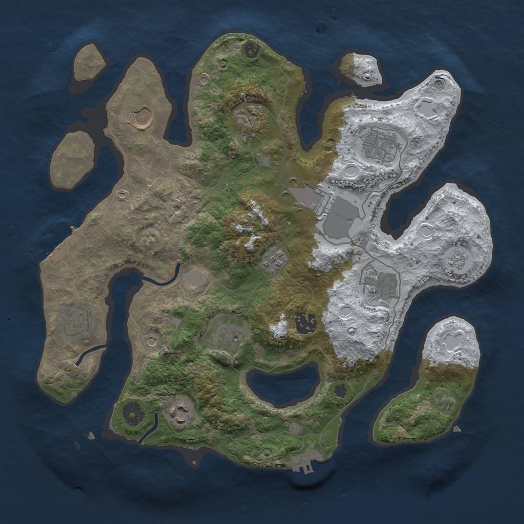 Rust Map: Procedural Map, Size: 3500, Seed: 1058329870, 19 Monuments