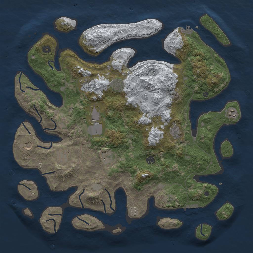 Rust Map: Procedural Map, Size: 4500, Seed: 4913414, 19 Monuments