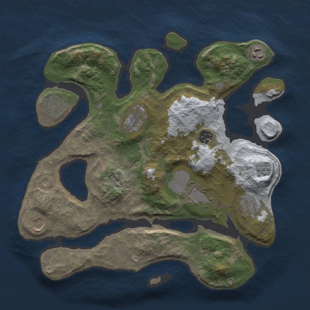Rust Map: Barren, Size: 3500, Seed: 5968338, 11 Monuments
