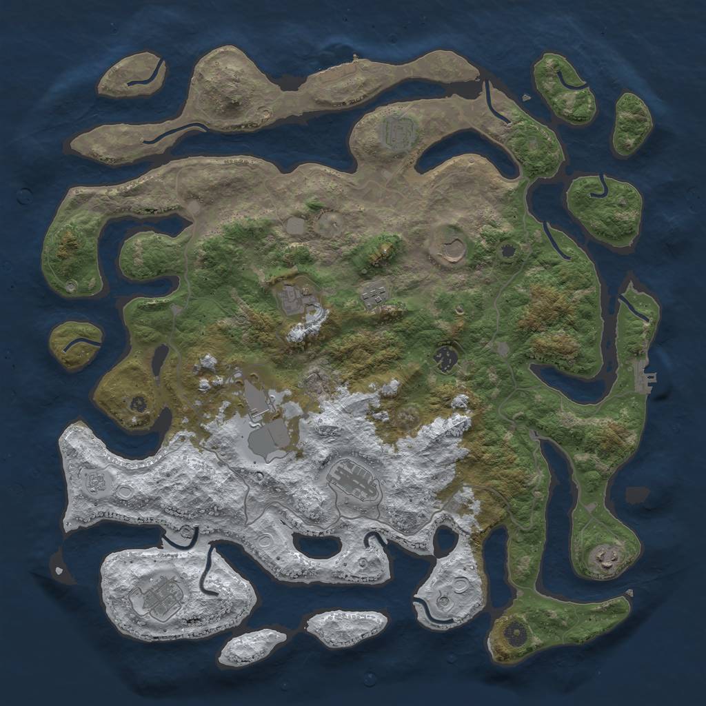 Rust Map: Procedural Map, Size: 4500, Seed: 4172855, 18 Monuments