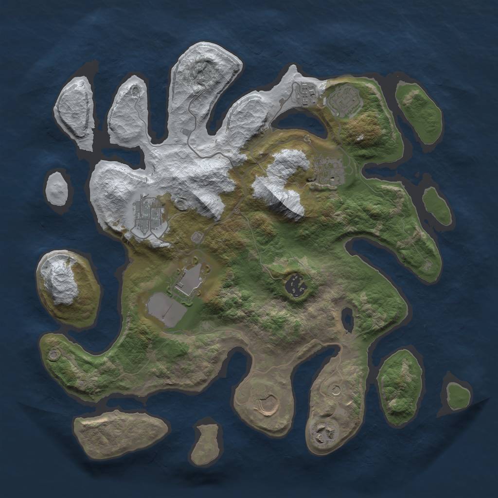 Rust Map: Barren, Size: 3500, Seed: 1290894, 11 Monuments