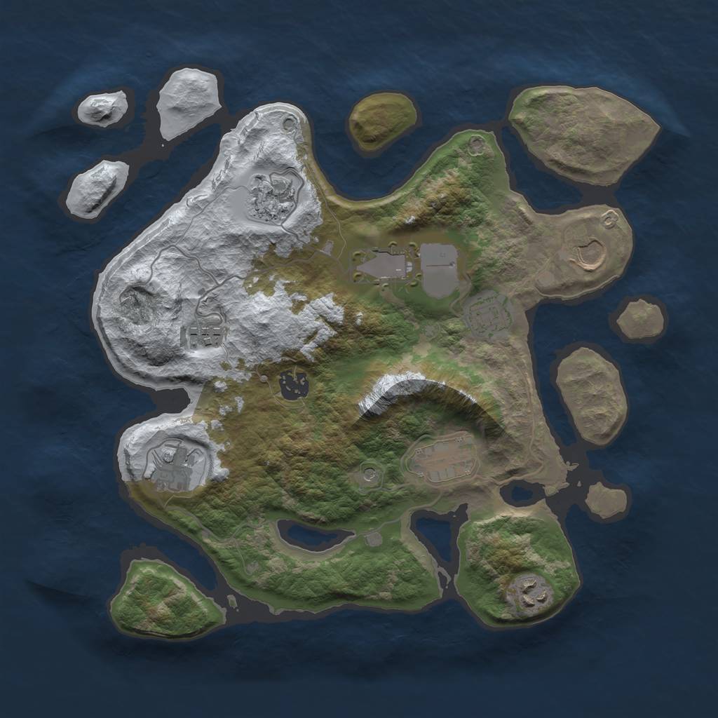 Rust Map: Barren, Size: 3500, Seed: 4355582, 12 Monuments
