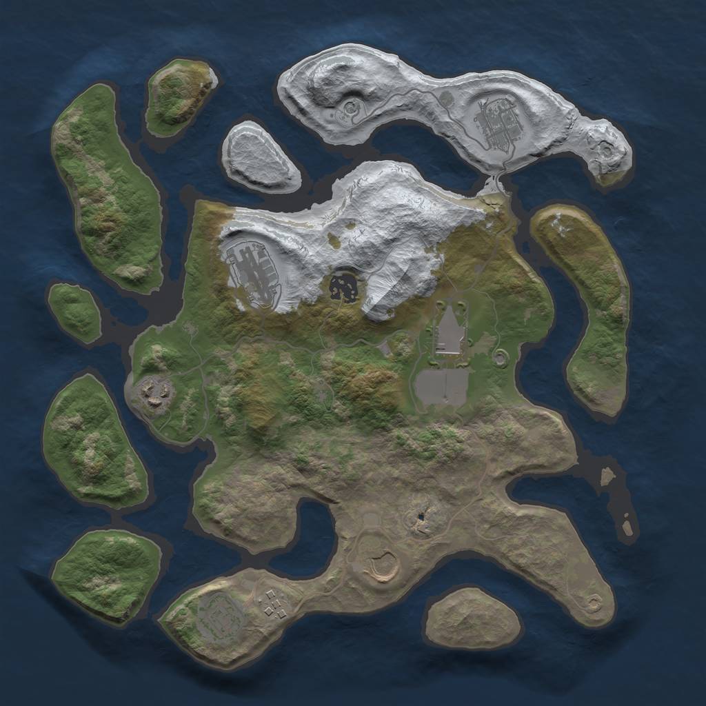 Rust Map: Barren, Size: 3500, Seed: 861221, 11 Monuments