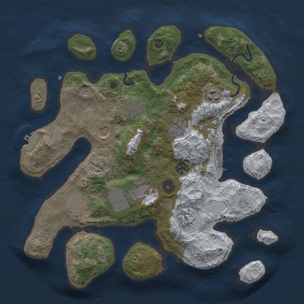 Rust Map: Procedural Map, Size: 3500, Seed: 2591015, 17 Monuments