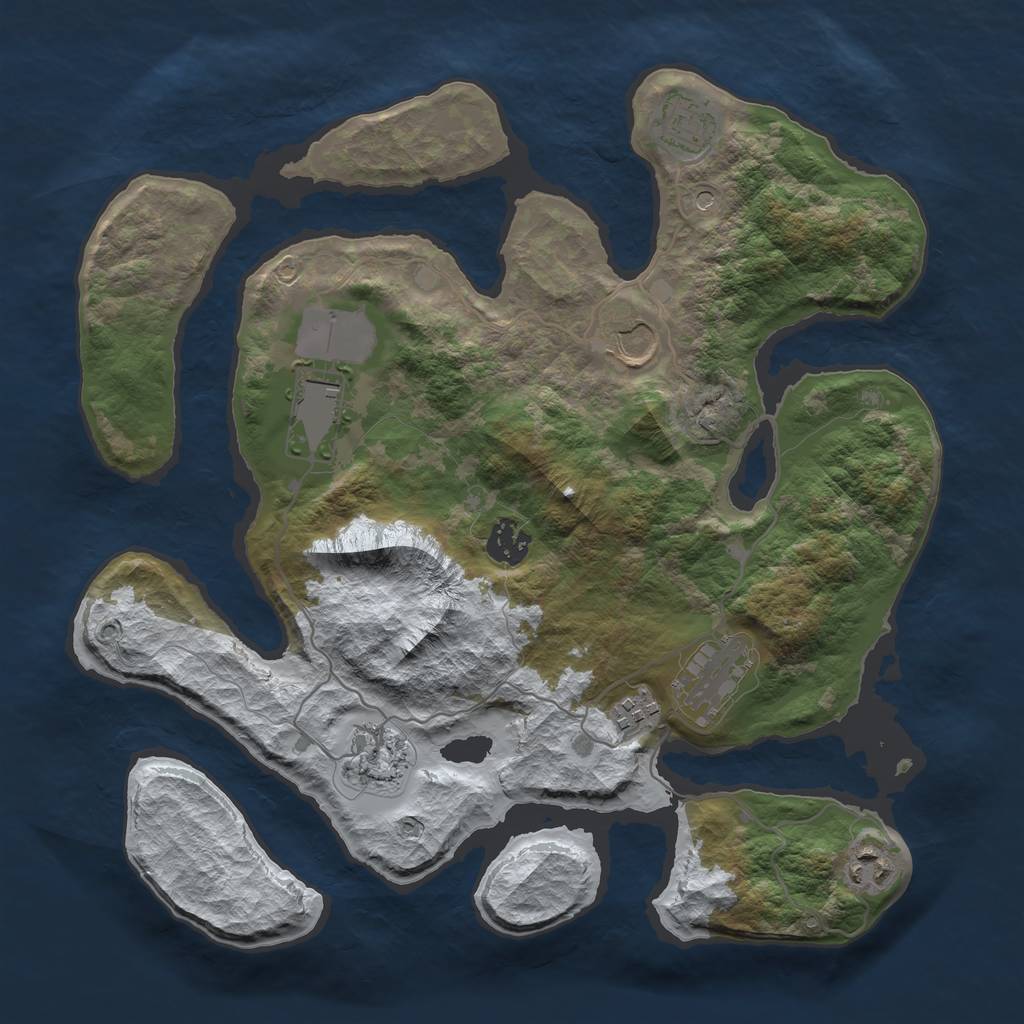 Rust Map: Barren, Size: 3500, Seed: 1143830, 11 Monuments