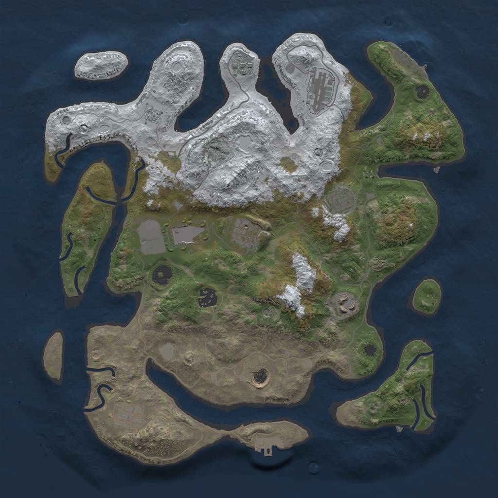 Rust Map: Procedural Map, Size: 3750, Seed: 452678713, 18 Monuments